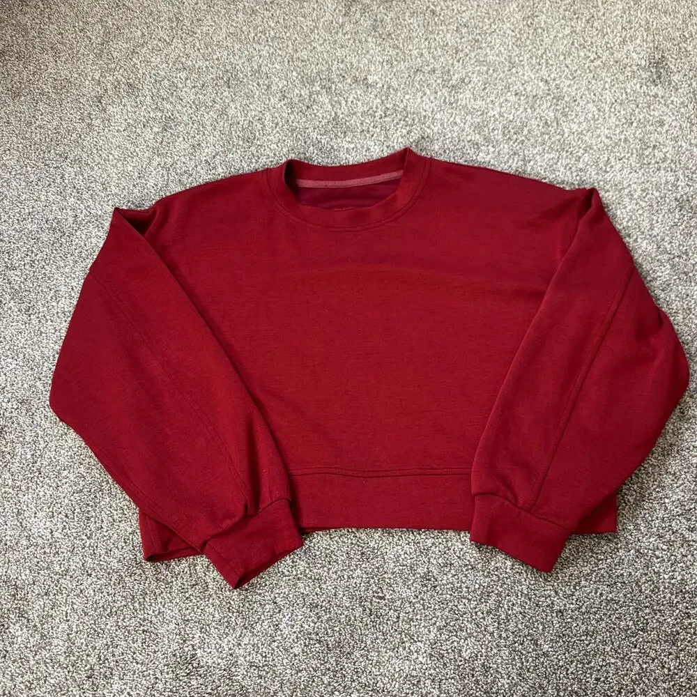 Lululemon Softstreme Perfectly Oversized Cropped Crewneck Pullover Size 6 Red